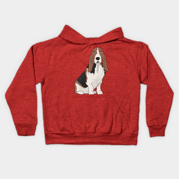 Basset hound Kids Hoodie by AMCArts